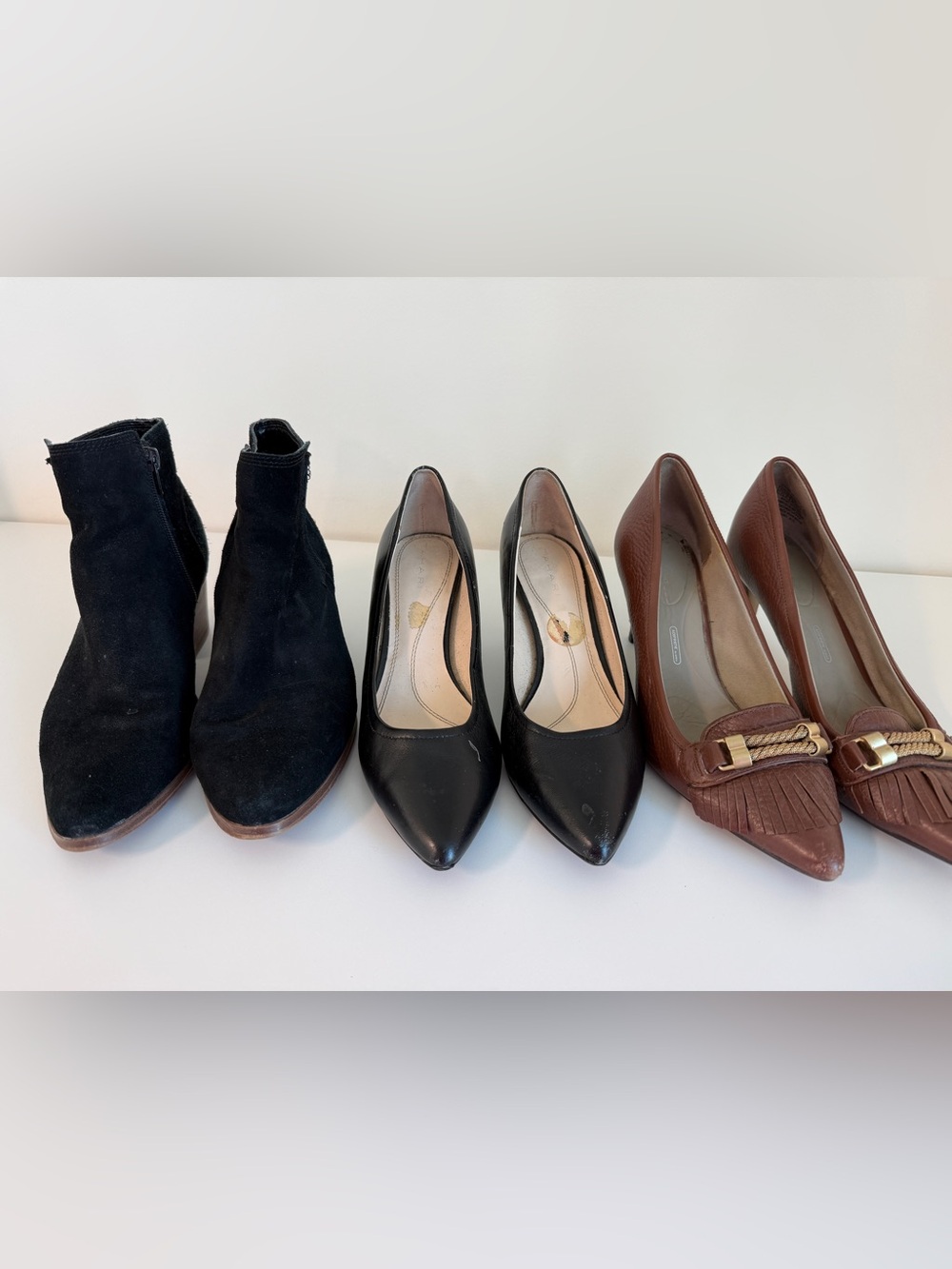 Lot of leather shoes pumps booties size 7 size 38 Suede Brown Leather all